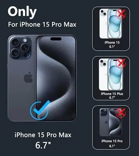 FNTCASE iPhone 15 Pro-Max uchun gʻilof: Shaffof gʻilof - sargʻayishga qarshi va zarbaga chidamli harbiy darajadagi tushishdan himoya qiluvchi shaffof telefon qopqogʻi (B-Shaffof) - 1