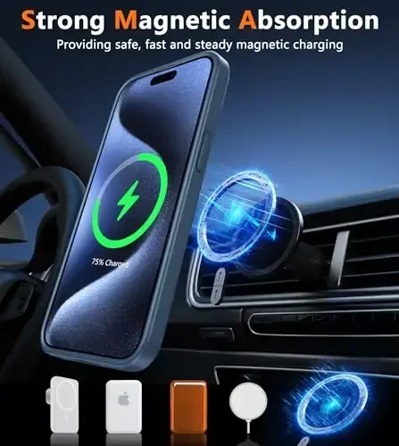 FNTCASE iPhone 15 Pro uchun g'ilof: Magnitli mat o'tkazuvchan harbiy darajadagi tushishdan himoya qiluvchi telefon g'ilofi | Zarba o'tkazmaydigan yupqa mustahkam bardoshli himoya bamper qopqog'i - 3