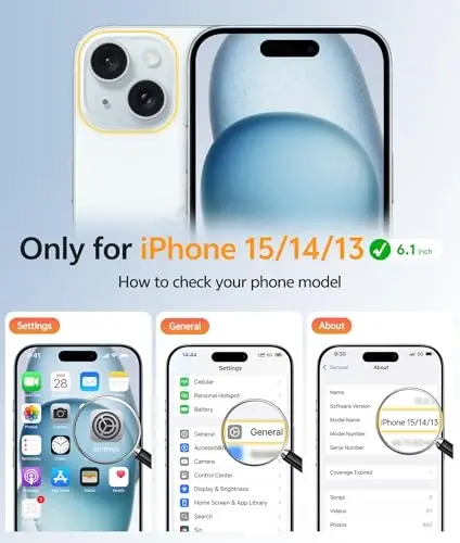 FNTCASE iPhone 15 uchun g'ilof: iPhone 14 & iPhone 13 uchun g'ilof | Magnitli muzlatilgan yarim shaffof ingichka zarbga chidamli mobil telefon qopqog'i | Harbiy darajadagi himoya zarbga chidamli qattiq himoya g'iloflari - Moviy - 2