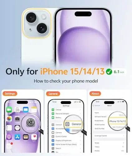 FNTCASE iPhone 15 uchun g'ilof: iPhone 14 va iPhone 13 uchun g'ilof [ekran himoyachisi bilan] Magnitli yarim shaffof mat | Harbiy darajadagi tushishdan himoya | Zarbadan himoya qiluvchi telefon qopqog'i - Binafsha - FNTCASE (1)