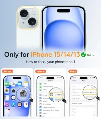 FNTCASE iPhone 15 uchun g'ilof: iPhone 14 va iPhone 13 uchun g'ilof | Magnitli muzli yarim shaffof ingichka zarbga chidamli mobil telefon qopqog'i | Harbiy standart himoyali zarbga chidamli qattiq himoya g'iloflari - Ultramarin - 2