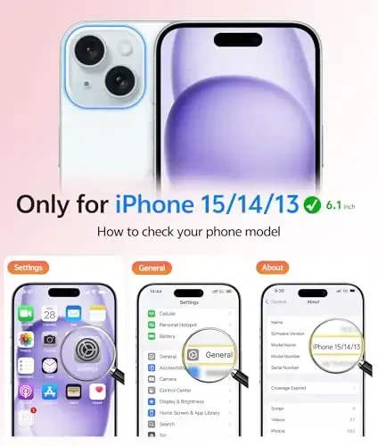 FNTCASE iPhone 15 uchun g'ilof: iPhone 14 va iPhone 13 uchun g'ilof [Magsafe bilan mos] Yarim shaffof matli g'iloflar [Ekran himoyachisi bilan] Harbiy standartga javob beruvchi zarbga chidamli himoya telefon qopqog'i - och binafsha - 2