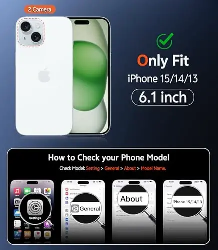 FNTCASE iPhone 15 uchun g'ilof: iPhone 14/13 uchun magnitli telefon g'ilofi, ekran himoyachisi bilan, Magsafe'ga mos, ingichka, sarg'aymaydigan, mustahkam, shaffof himoya (B-Alpine Green) - FNTCASE (1)