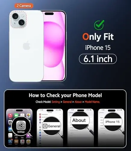 FNTCASE iPhone 15 uchun g‘ilof: iPhone 14/13 uchun magnitli telefon g‘iloflari, ekran himoyachisi bilan, Magsafe bilan mos, yupqa, sarg‘aymaydigan, mustahkam himoyali shaffof g‘ilof (B-Pushti) - FNTCASE (1)