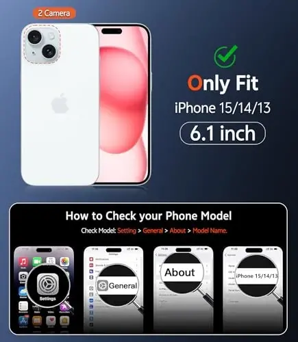 FNTCASE iPhone 15 uchun g‘ilof, mat: iPhone 14/13 uchun magnitli telefon g‘ilofi, ekran himoyachisi bilan, Magsafe bilan mos, yupqa, sarg‘ayishga qarshi, mustahkam himoyalovchi, shaffof (C-Pushti) - FNTCASE (1)