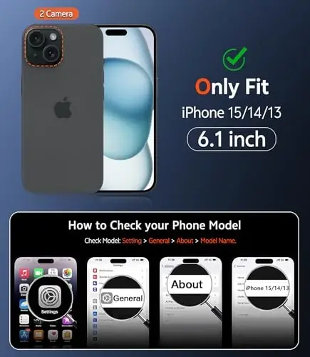 FNTCASE iPhone 15 uchun g‘ilof, mat: iPhone 14/13 uchun magnitli telefon g‘iloflari, ekran himoyachisi bilan, Magsafe bilan mos, ingichka, sarg‘aymaydigan, mustahkam himoyalovchi yarim shaffof g‘ilof (C-Blue) - 2