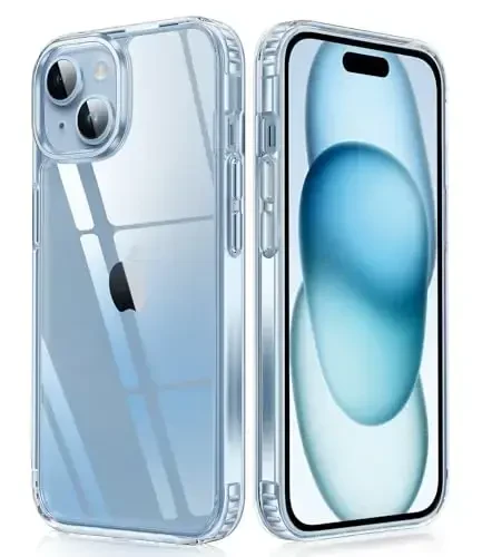 FNTCASE iPhone 15 uchun G'ilof Shaffof: iPhone 14/13 uchun G'ilof Magsafe bilan mos Keladigan Ingichka Sariqlikka qarshi Harbiy Standartga javob beradigan Qattiq Himoya Shaffof Telefon G'ilofi (B-Shaffof) - 1