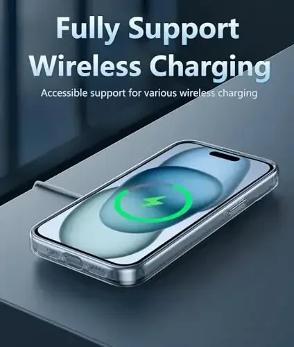 FNTCASE iPhone 15 uchun G'ilof Shaffof: iPhone 14/13 uchun G'ilof Magsafe bilan mos Keladigan Ingichka Sariqlikka qarshi Harbiy Standartga javob beradigan Qattiq Himoya Shaffof Telefon G'ilofi (B-Shaffof) - 3