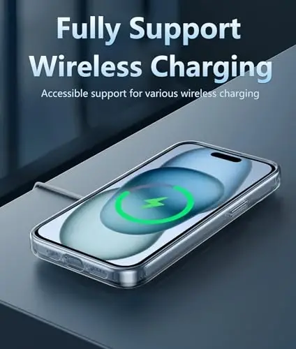 FNTCASE iPhone 15 uchun G'ilof Shaffof: iPhone 14/13 uchun G'ilof Magsafe bilan mos Keladigan Ingichka Sariqlikka qarshi Harbiy Standartga javob beradigan Qattiq Himoya Shaffof Telefon G'ilofi (B-Shaffof) - 3