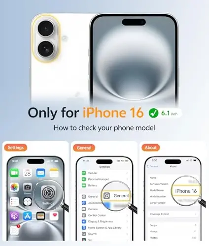 FNTCASE iPhone 16 G‘ilof uchun: [Magsafe bilan mos keladi] [Ekran himoyasi] Sariqlikka qarshi shaffof magnit telefon g‘ilofi - Harbiy darajadagi zarbaga chidamli, tushib ketishdan saqlaydigan himoya g‘iloflari - Shaffof - 2