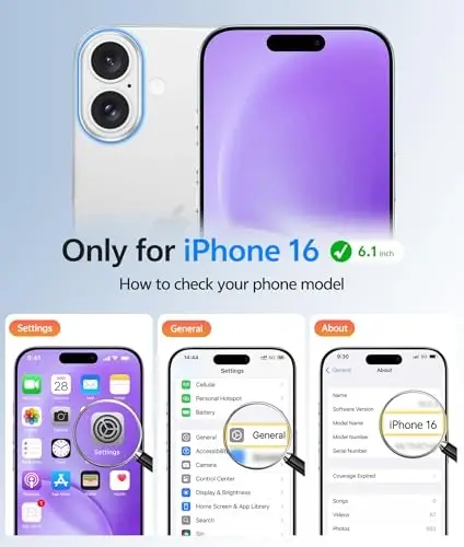 FNTCASE for iPhone 16 Case, Fit for Magsafe, Screen Protector, Purple | Full Camera Protection, Translucent Matte, 14FT Military Grade Drop Proof, Shockproof Protective Phone Cover - 2