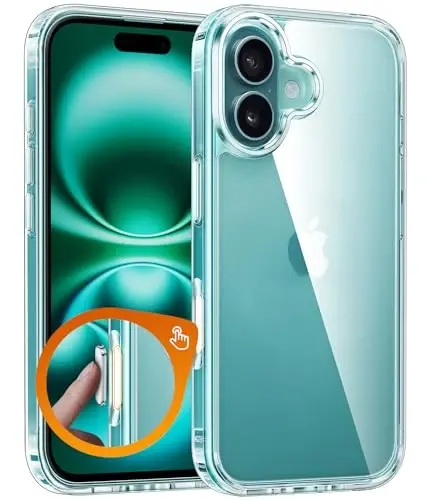 FNTCASE iPhone 16 Plus uchun g'ilof: Harbiy darajadagi tushishdan himoya, shaffof g'iloflar, kamera boshqaruv tugmasi, zarbaga chidamli, sarg'ayishga qarshi telefon qopqog'i (D-shaffof) 