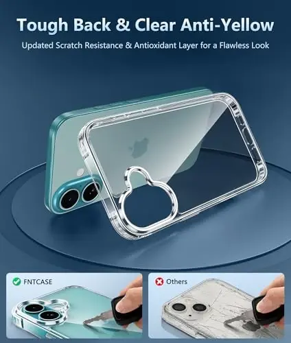 FNTCASE iPhone 16 Plus uchun g'ilof: Harbiy darajadagi tushishdan himoya, shaffof g'iloflar, kamera boshqaruv tugmasi, zarbaga chidamli, sarg'ayishga qarshi telefon qopqog'i (D-shaffof) - 4
