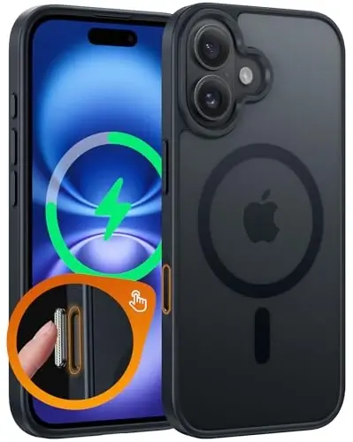 FNTCASE iPhone 16 Plus uchun g'ilof: Kamera boshqaruvini suratga olish, magnit matli yarim shaffof telefon g'ilofi | Harbiy standartga ega, zarbaga chidamli, yupqa, mustahkam himoya qopqog'i - 1
