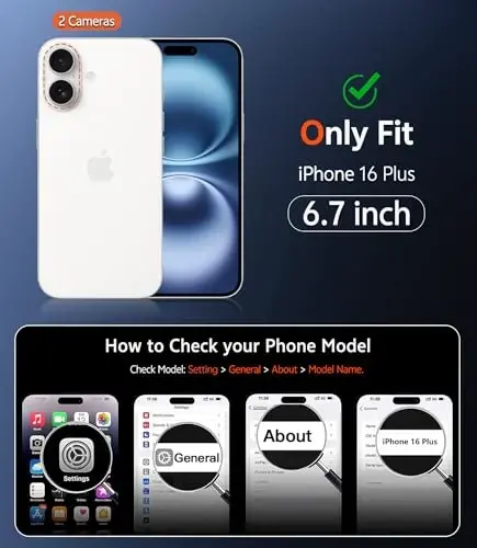 FNTCASE iPhone 16 Plus uchun g'ilof: Magnitli matli teksturali harbiy standartdagi tushishdan himoya qiluvchi yarim shaffof mobil telefon qopqog'i - Ingichka, mustahkam, zarbga chidamli himoya tamponli telefon g'ilofi (C-ko'k) - 2