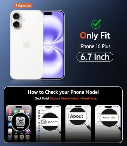 FNTCASE iPhone 16 Plus uchun g'ilof: Magsafe bilan mos keladigan mat magnit telefon g'iloflari, ekran himoyachisi, ingichka sarg'ayishga qarshi, zarbga chidamli himoya yarim shaffof telefon qopqog'i (C-binafsha) - 2