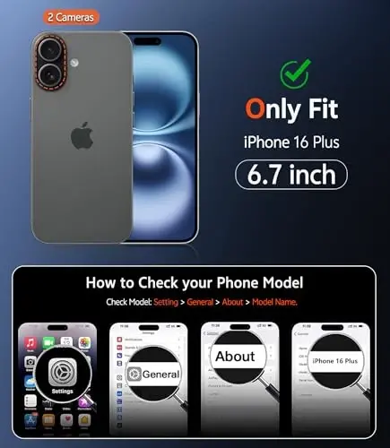 FNTCASE iPhone 16 Plus uchun g'ilof: Magsafe bilan mos keladigan mat magnitli telefon g'iloflari, ekran himoyachisi bilan birga, ingichka, sarg'ayishga qarshi, zarbga chidamli, himoya qiluvchi yarim shaffof telefon qopqog'i (C-qora) - FNTCASE (1)