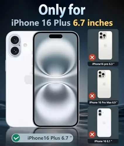 FNTCASE iPhone 16 Plus uchun g‘ilof: MagSafe bilan mos keladigan sarg‘ayishga qarshi shaffof g‘ilof - Harbiy darajadagi zarbaga chidamli shaffof himoya g‘iloflari (D-pushti) - 2