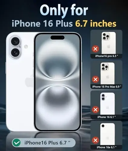 FNTCASE iPhone 16 Plus uchun gʻilof: Magsafe bilan mos keladigan tiniq magnitli telefon gʻiloflari, ingichka, sargʻayishga qarshi, harbiy darajadagi zarbaga chidamli himoya shaffof telefon qopqogʻi (D-Glitter magnitli) - 2