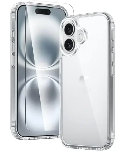 FNTCASE iPhone 16 Plus uchun gʻilof: Magsafe bilan mos keladigan tiniq telefon gʻiloflari, ingichka, sargʻayishga qarshi, harbiy darajadagi tushishdan himoya, mustahkam zarbga chidamli himoya shaffof telefon qopqogʻi (B-Tiniq) 