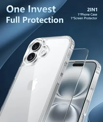 FNTCASE iPhone 16 Plus uchun gʻilof: Magsafe bilan mos keladigan tiniq telefon gʻiloflari, ingichka, sargʻayishga qarshi, harbiy darajadagi tushishdan himoya, mustahkam zarbga chidamli himoya shaffof telefon qopqogʻi (B-Tiniq) - 3