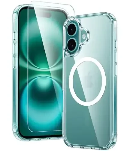 FNTCASE iPhone 16 Plus uchun g‘ilof: Shaffof g‘ilof Magnit harbiy darajadagi tushishdan himoya Sariqlikka qarshi mobil telefon qopqog‘i - Rugged zarbaga chidamli himoya bamperi Shaffof g‘iloflar (Shaffof) - 1