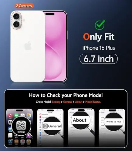 FNTCASE iPhone 16 Plus uchun g‘ilof: Shaffof magnitli harbiy standartdagi zarbadan himoya, sarg‘ayishga qarshi telefon qopqog‘i - mustahkam zarbga chidamli himoya bamperi shaffof g‘iloflar (B-pushti) - 2