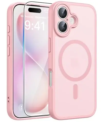 FNTCASE iPhone 16 Plus uchun telefon g‘ilofi: Magnitli yarim shaffof mat zarbga chidamli ingichka mobil telefon qopqog‘i - Harbiy standartga javob beruvchi tushishga chidamli qattiq orqa barmoq izlariga qarshi himoya g‘ilofi - 1