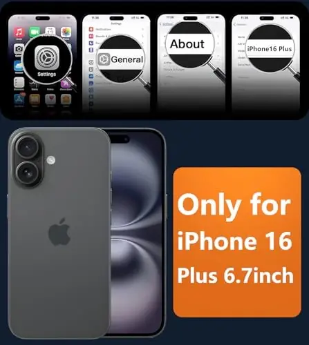 FNTCASE iPhone 16 Plus uchun telefon g'ilofi: Magnitli yarim shaffof mat zarbga chidamli ingichka telefon qopqog'i - Harbiy standartga javob beradigan qattiq orqa barmoq izlariga qarshi himoya g'ilofi - 2