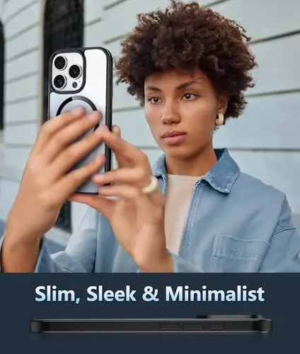 FNTCASE iPhone 16 Pro-Max uchun g‘ilof: Magnitli harbiy darajadagi tushishdan himoya, sarg‘ayishga qarshi telefon qopqog‘i - mustahkam zarbaga chidamli shaffof g‘iloflar (B-qora) - FNTCASE (1)