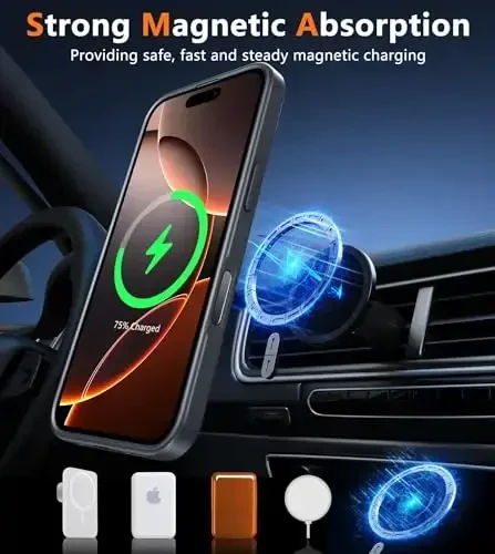 FNTCASE iPhone 16 Pro-Max uchun g'ilof: Magnitli mat o'tkazuvchan harbiy darajadagi tushishdan himoyalovchi telefon g'ilofi | Zarbadan himoya qiluvchi ingichka mustahkam bardoshli himoya bumper qopqog'i - 5