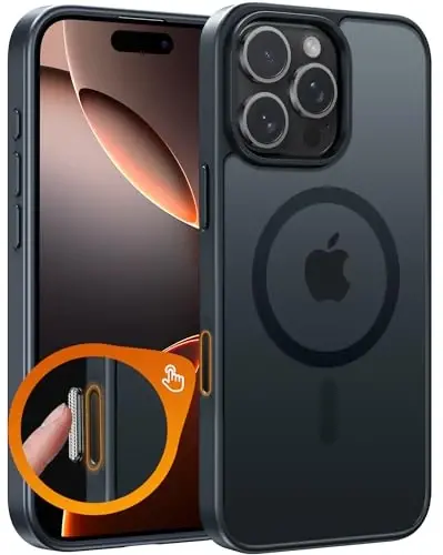 FNTCASE iPhone 16 Pro-Max uchun g'ilof: Magnitli mat o'tkazuvchan harbiy darajadagi tushishdan himoyalovchi telefon g'ilofi | Zarbadan himoya qiluvchi ingichka mustahkam bardoshli himoya bumper qopqog'i - FNTCASE