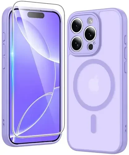 FNTCASE iPhone 16 Pro-Max uchun g'ilof: Magnitli matli teksturali harbiy standartga mos tushishdan himoya qiluvchi yarim shaffof telefon qopqog'i - Yengil, mustahkam, zarbga chidamli himoya bumperli telefon g'ilofi (C-siyohrang) 