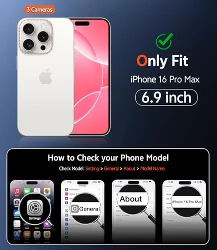 FNTCASE iPhone 16 Pro-Max uchun g'ilof: Magnitli mato tuzilishli harbiy darajadagi tushishdan himoya qiluvchi yarim shaffof telefon qopqog'i - Yengil, mustahkam, zarbga chidamli himoya tamponli telefon g'ilofi (C-pushti) - 2