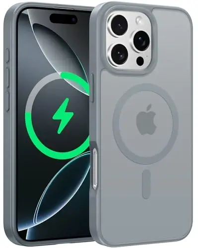 FNTCASE iPhone 16 Pro uchun g'ilof: Magnitli mat o'tkazuvchan harbiy darajadagi tushishdan himoya qiluvchi telefon g'ilofi | Zarbadan himoya qiluvchi yupqa mustahkam bardoshli himoya bumper qopqog'i - 1