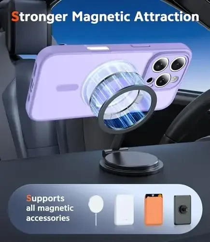 FNTCASE iPhone 16 Pro uchun g‘ilof: Magnitli mat qoplamali yarim shaffof telefon g‘iloflari ekran himoyachisi va linza himoyasi bilan, bardoshli to‘qimali zarbga chidamli ingichka mobil qopqoq (C-binafsha) - 4