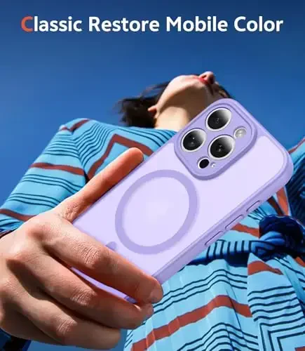 FNTCASE iPhone 16 Pro uchun g‘ilof: Magnitli mat qoplamali yarim shaffof telefon g‘iloflari ekran himoyachisi va linza himoyasi bilan, bardoshli to‘qimali zarbga chidamli ingichka mobil qopqoq (C-binafsha) - 7