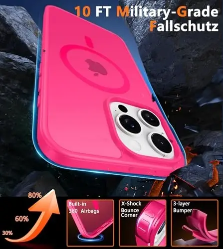 FNTCASE iPhone 16 Pro uchun g'ilof: Magnitli mat shaffof harbiy darajadagi tushishdan himoya qiluvchi telefon g'ilofi | Zarba o'tkazmaydigan yupqa mustahkam bardoshli himoya bumper qopqog'i - 5