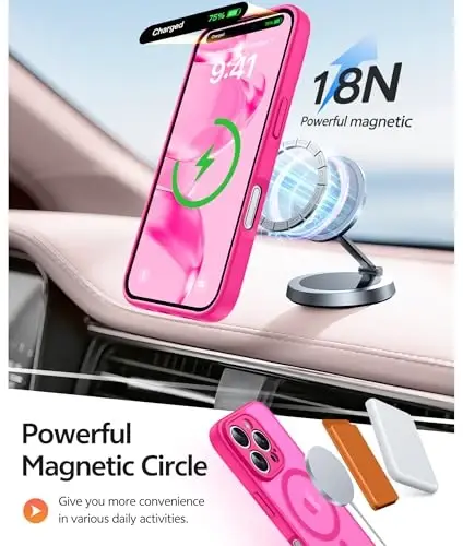 FNTCASE iPhone 16 Pro uchun g'ilof: Magnitli mat shaffof harbiy darajadagi tushishdan himoya qiluvchi telefon g'ilofi | Zarba o'tkazmaydigan yupqa mustahkam bardoshli himoya bumper qopqog'i - 3