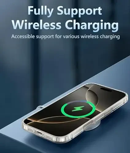 FNTCASE iPhone 16 Pro uchun g'ilof: Magsafe bilan mos keluvchi shaffof telefon g'iloflari Yupqa sarg'ayishga qarshi harbiy darajadagi tushishdan himoya Qattiq zarbga chidamli himoya shaffof mobil telefon qopqog'i (B-Shaffof) - 3