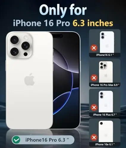 FNTCASE iPhone 16 Pro uchun g'ilof: Magsafe bilan mos keluvchi shaffof telefon g'iloflari Yupqa sarg'ayishga qarshi harbiy darajadagi tushishdan himoya Qattiq zarbga chidamli himoya shaffof mobil telefon qopqog'i (B-Shaffof) - 2