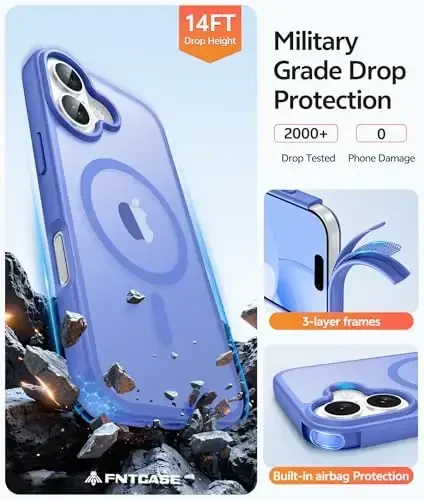 FNTCASE iPhone 16 uchun g'ilof: Ekran himoyachisi bilan kuchli magnitli telefon g'ilofi | Yarı şəffaf mat Yupqa zarbga chidamli himoya qopqog'i - 5