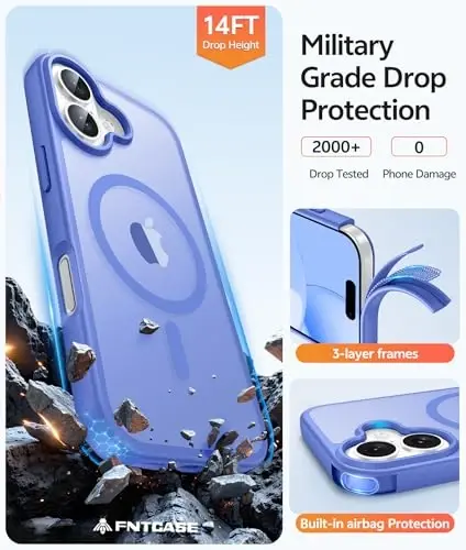 FNTCASE iPhone 16 uchun g'ilof: Ekran himoyachisi bilan kuchli magnitli telefon g'ilofi | Yarı şəffaf mat Yupqa zarbga chidamli himoya qopqog'i - 5