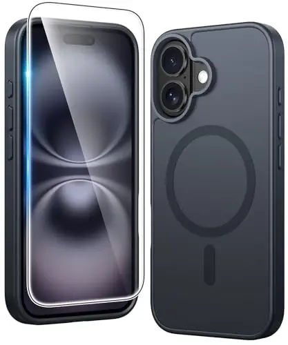 FNTCASE iPhone 16 uchun g‘ilof, mat: magnitli, yupqa, zarbaga chidamli, kamera himoyasi bilan to‘liq qoplangan telefon g‘ilofi: harbiy darajada tushishdan himoya, tirnalishga qarshi, bardoshli silikon himoya g‘iloflari - FNTCASE