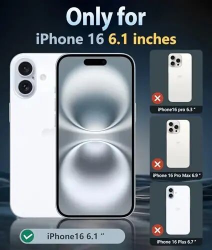 FNTCASE iPhone 16 uchun g‘ilof: Shaffof magnit harbiy darajadagi tushishdan himoya, sarg‘ayishga qarshi ingichka g‘ilof - zarbaga chidamli himoya shaffof telefon qopqog‘i (D-Glitter magnitli) - 2