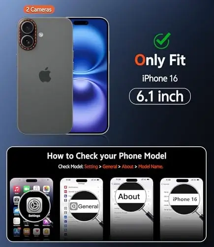 FNTCASE iPhone 16 uchun mat qopqoq: Magnitli telefon g'iloflari ekran himoyachisi bilan, zarbga chidamli, Magsafe bilan mos, ingichka, sarg'aymaydigan, mustahkam, zarbadan himoya qiluvchi shaffof mobil g'ilof (C-qora) - 2