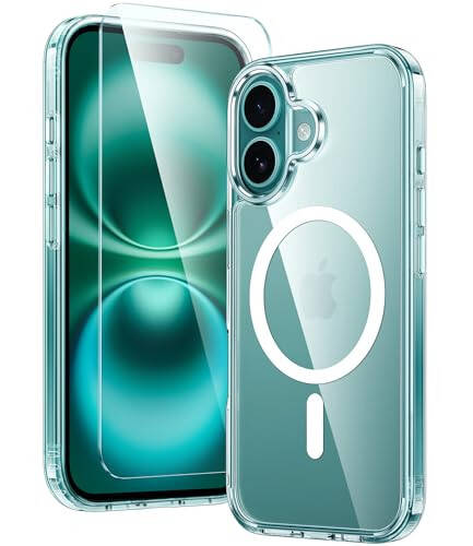 FNTCASE iPhone 16 uchun qutil: shaffof magnitli harbiy darajali yiqilishdan himoya qarshi sargʻayishga qarshi nozik quti - mustahkam zarbaga chidamli himoya olinadigan shaffof uyali telefon qopqogʻi (shaffof) - 1