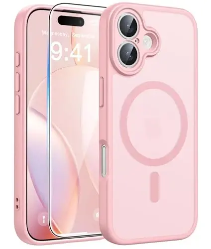 FNTCASE iPhone 16 uchun telefon g'ilofi: Magnitli yarim shaffof mat zarbga chidamli ingichka mobil telefon qopqog'i - Harbiy standartga javob beradigan tushishga chidamli qattiq orqa barmoq izlariga qarshi himoya g'ilofi 