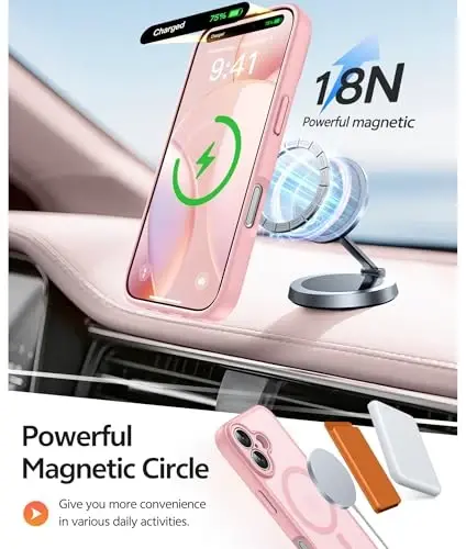 FNTCASE iPhone 16 uchun telefon g'ilofi: Magnitli yarim shaffof mat zarbga chidamli ingichka mobil telefon qopqog'i - Harbiy standartga javob beradigan tushishga chidamli qattiq orqa barmoq izlariga qarshi himoya g'ilofi - 3