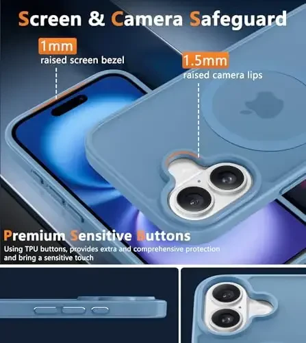 FNTCASE iPhone 16 uchun telefon g'ilofi: Magnitli yarim shaffof mat zarbga chidamli ingichka mobil telefon qopqog'i - Harbiy standartga mos tushishga chidamli qattiq orqa barmoq izlariga qarshi himoya qutisi - 6